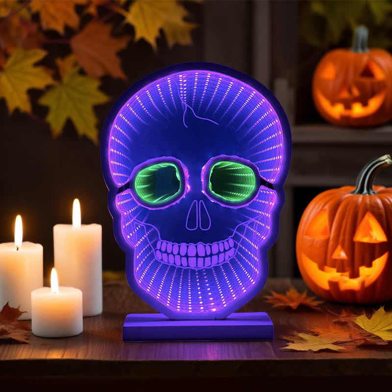 Halloween Skull Infinity Lights with Stand