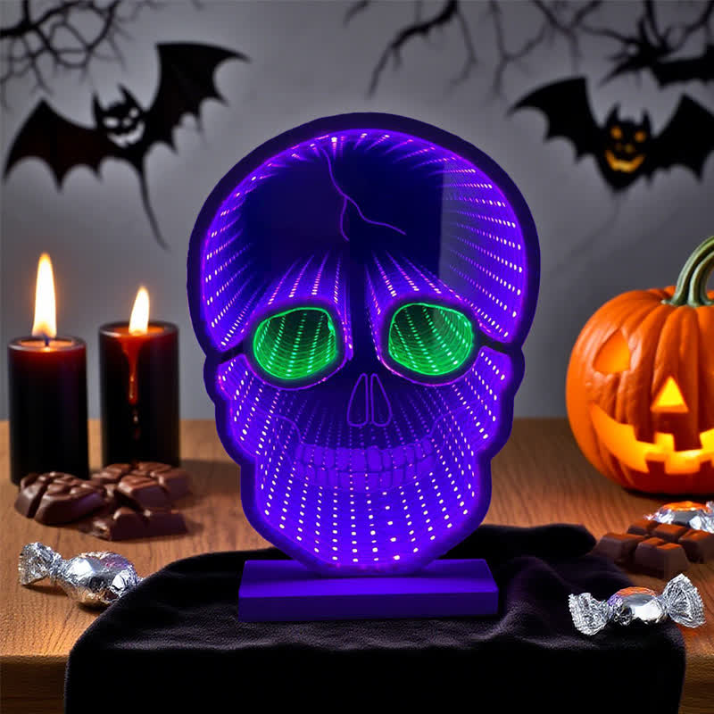 Halloween Skull Infinity Lights with Stand