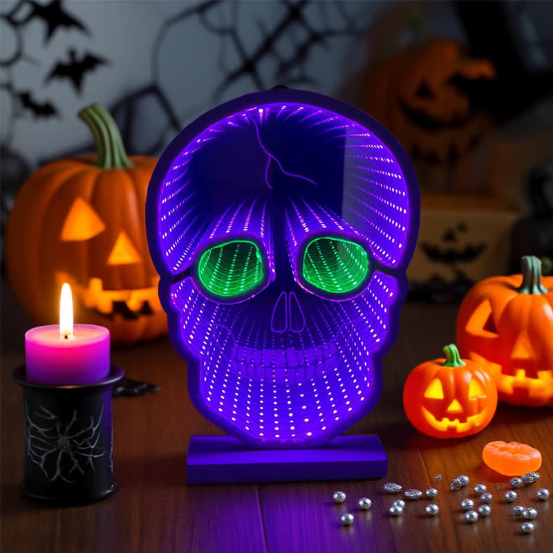 Halloween Skull Infinity Lights with Stand