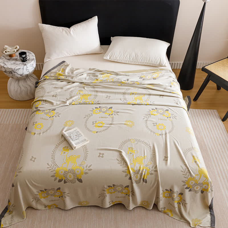 Flower Wreath Print Cooling Sheet Bedspread
