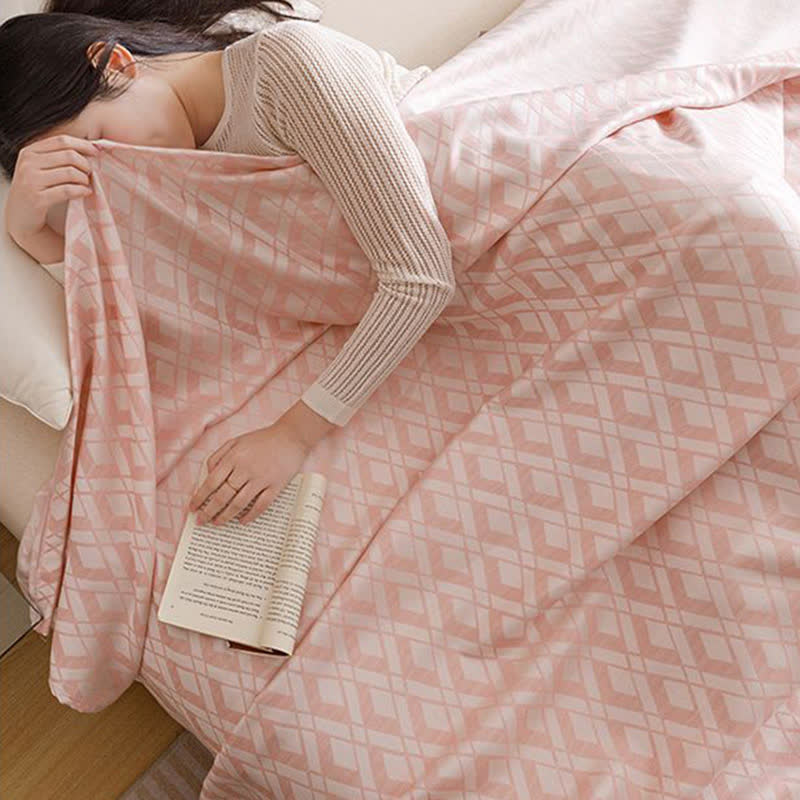 Geometric Plaid Cooling Sheet Bedspread