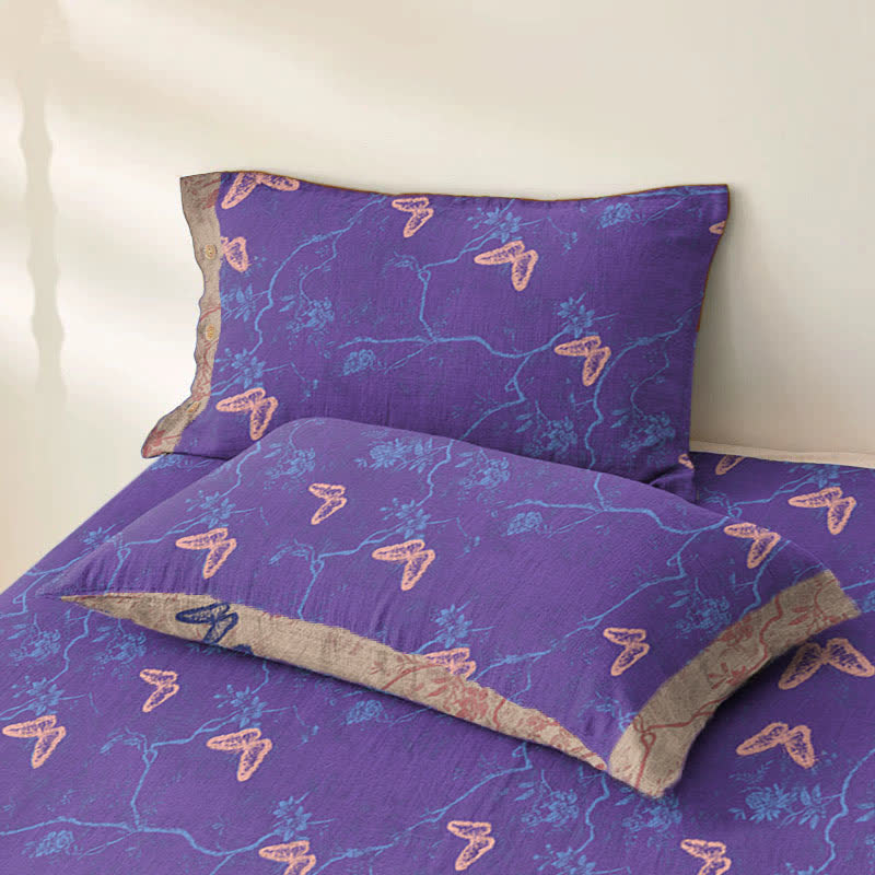 Nature-inspired Butterfly Cotton Sheet Bedspread
