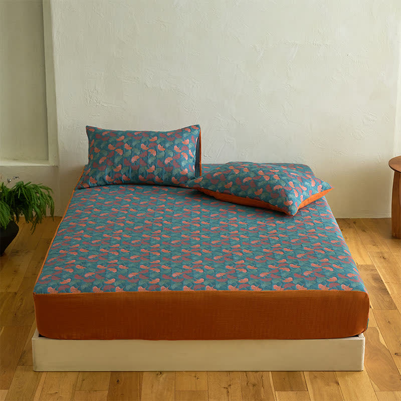 Ginkgo Cotton Gauze Jacquard Fitted Sheet