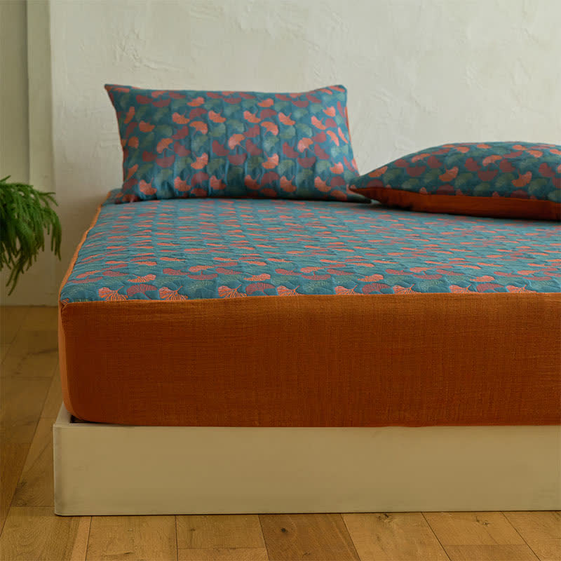 Ginkgo Cotton Gauze Jacquard Fitted Sheet