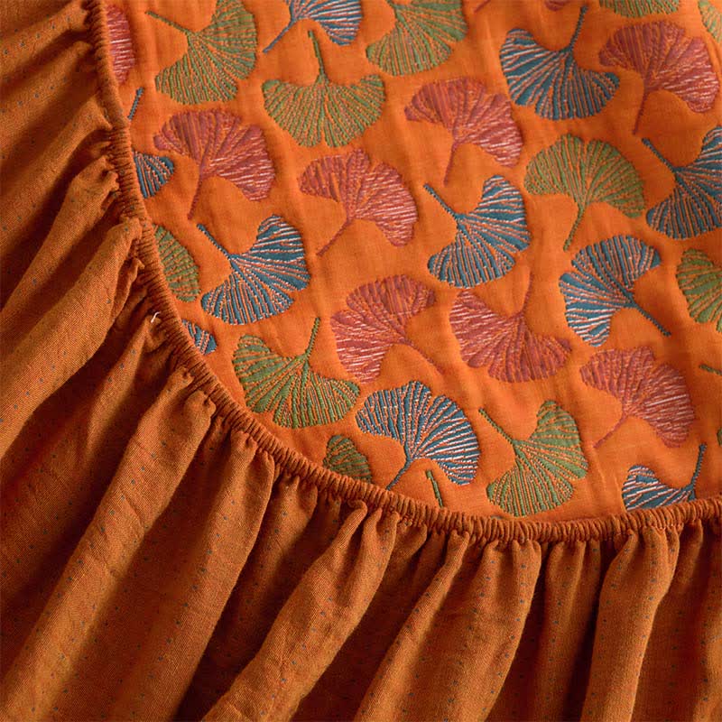 Ginkgo Cotton Gauze Jacquard Fitted Sheet