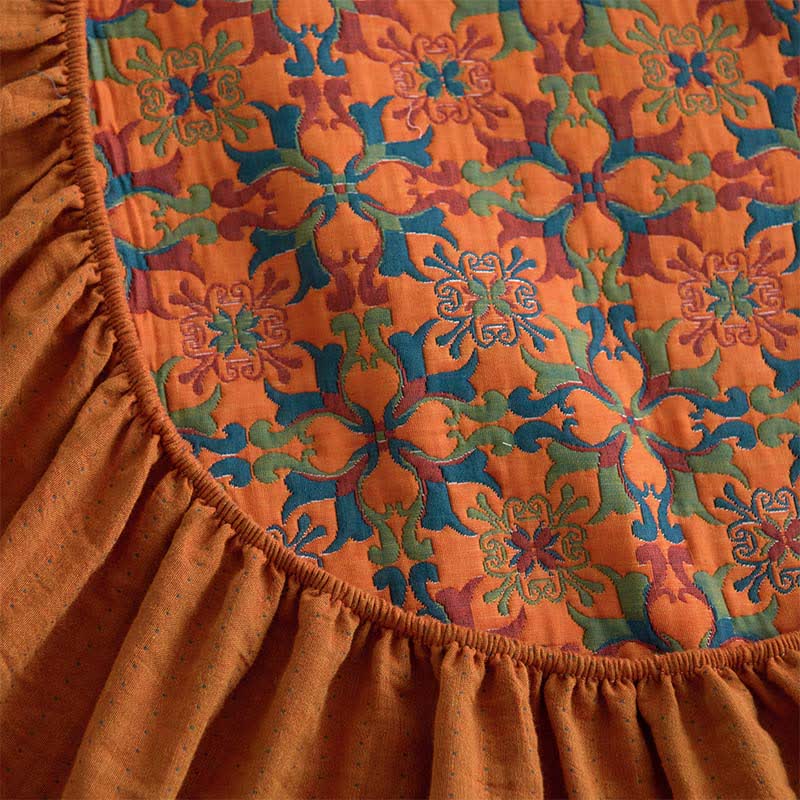 Retro Geometric Pattern Cotton Fitted Sheet