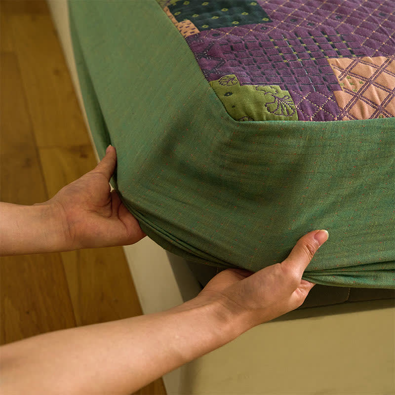 Patchwork Cotton Gauze Jacquard Fitted Sheet