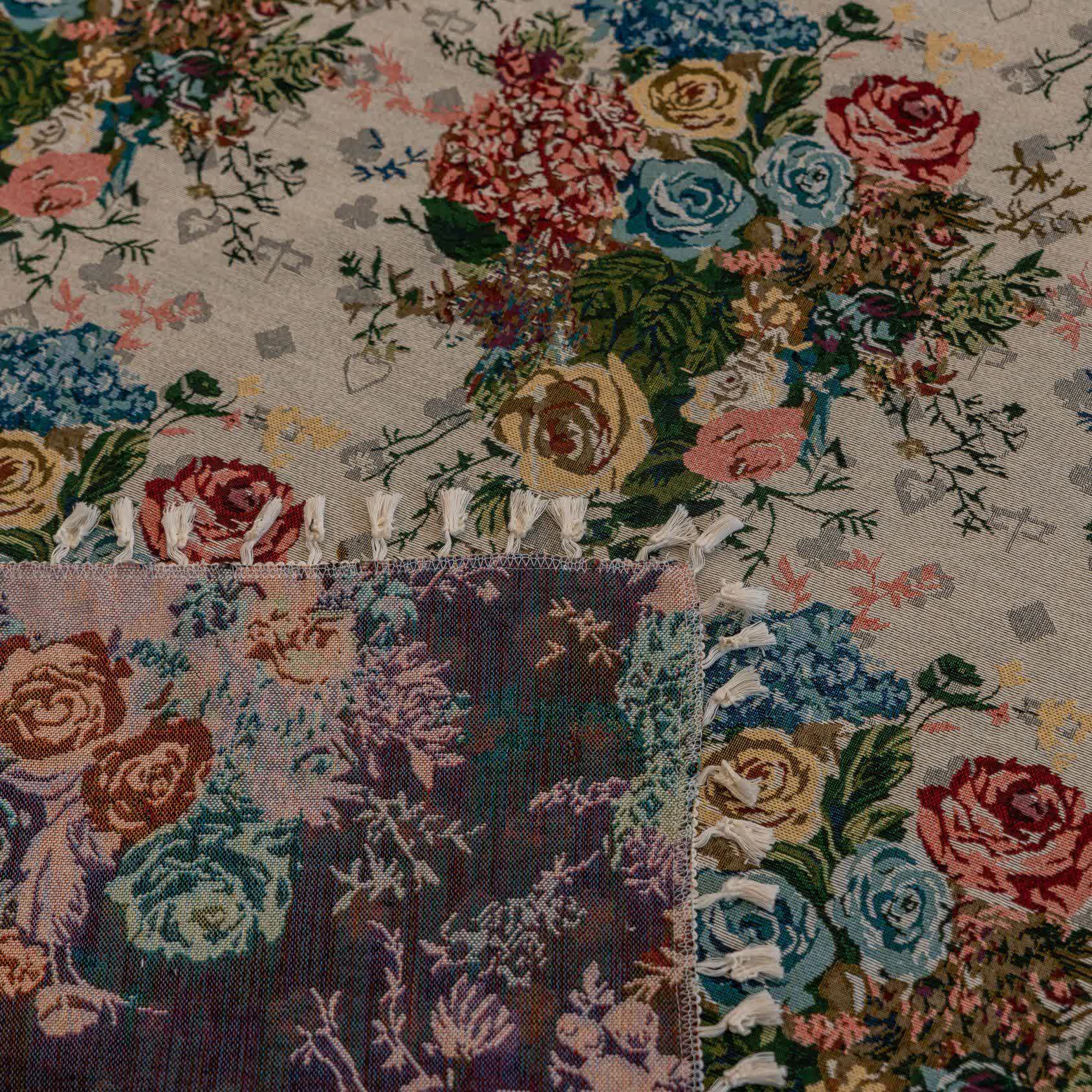 Retro Colorful Rose Tassel Curtain