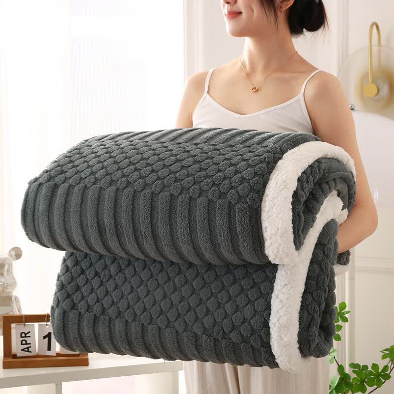 Solid Color Textured Fleece Throw Blanket