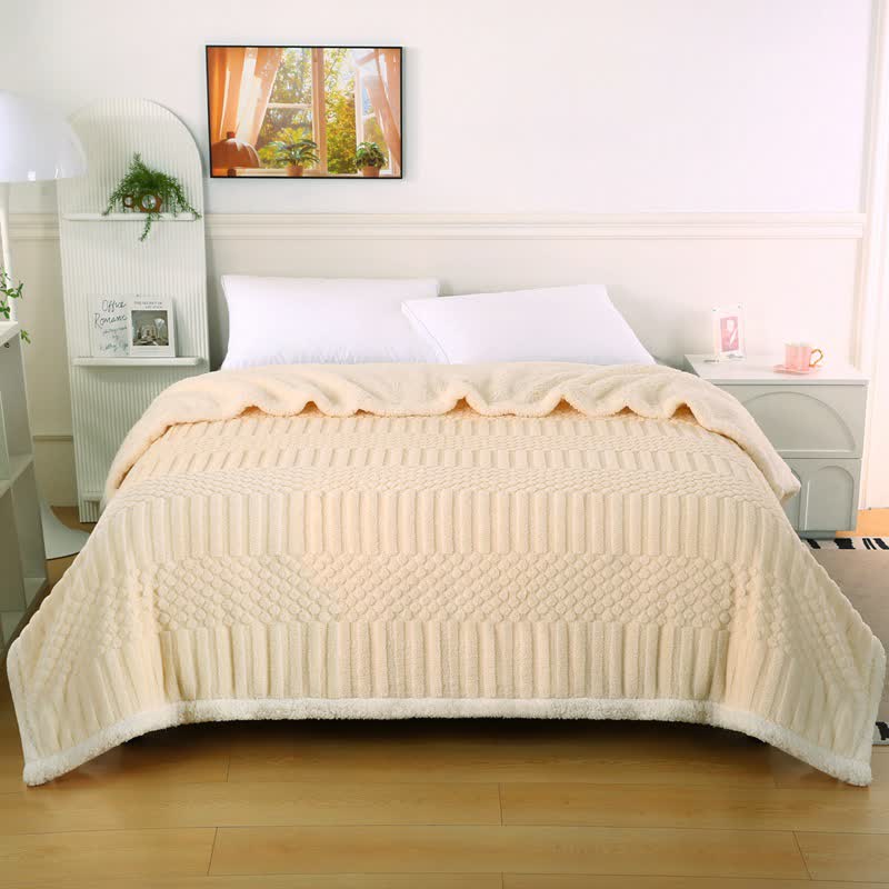 Solid Color Textured Fleece Throw Blanket