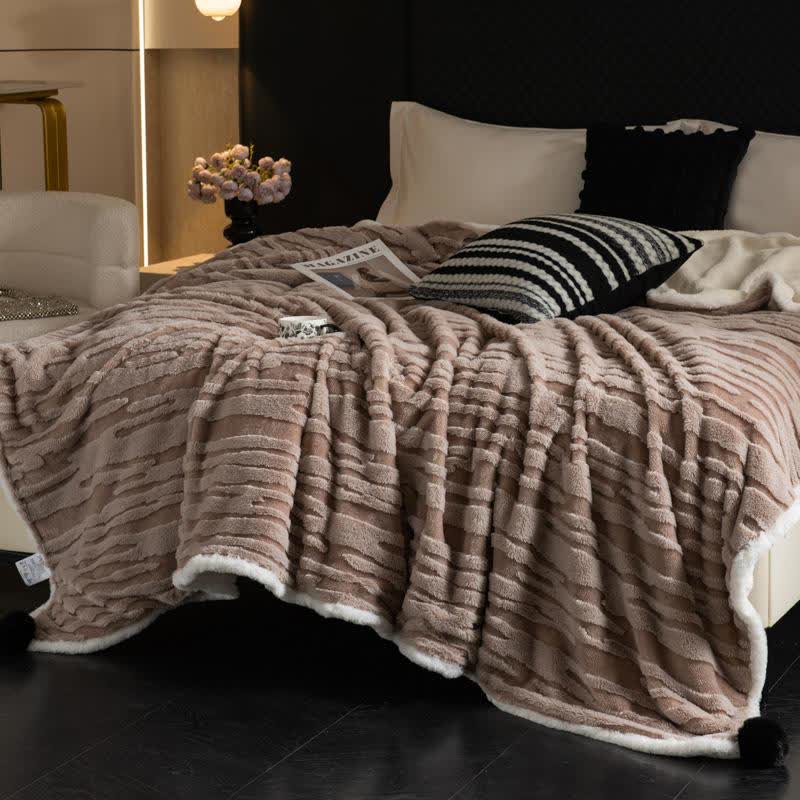 Textured Striped Jacquard Throw Blanket