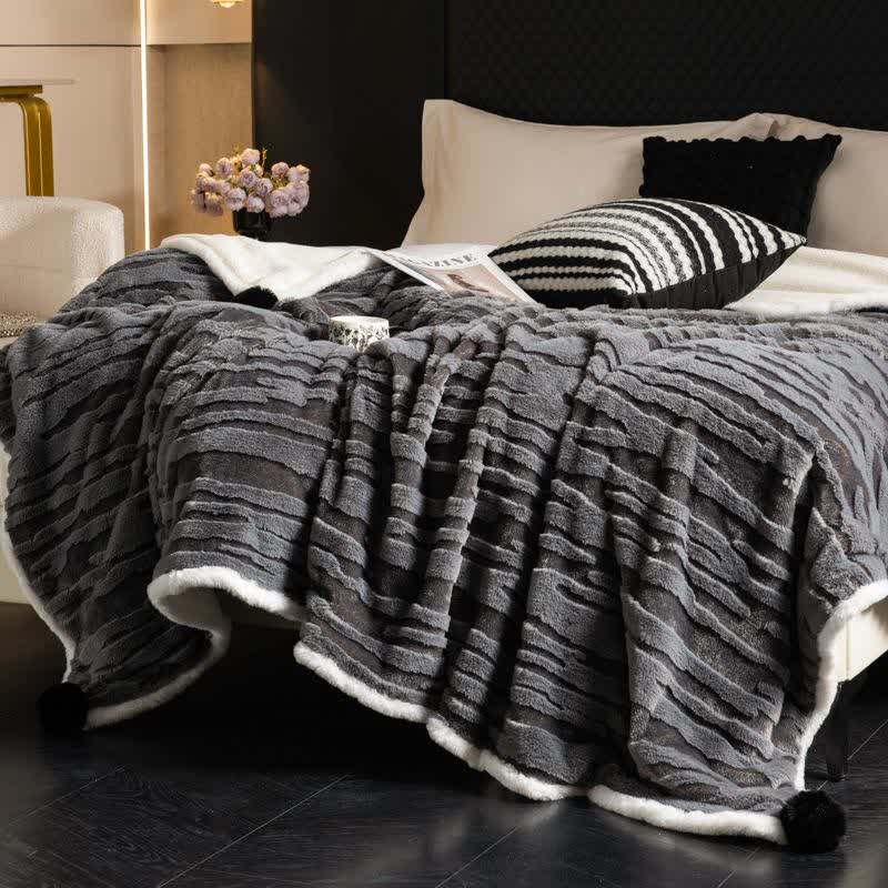Textured Striped Jacquard Throw Blanket