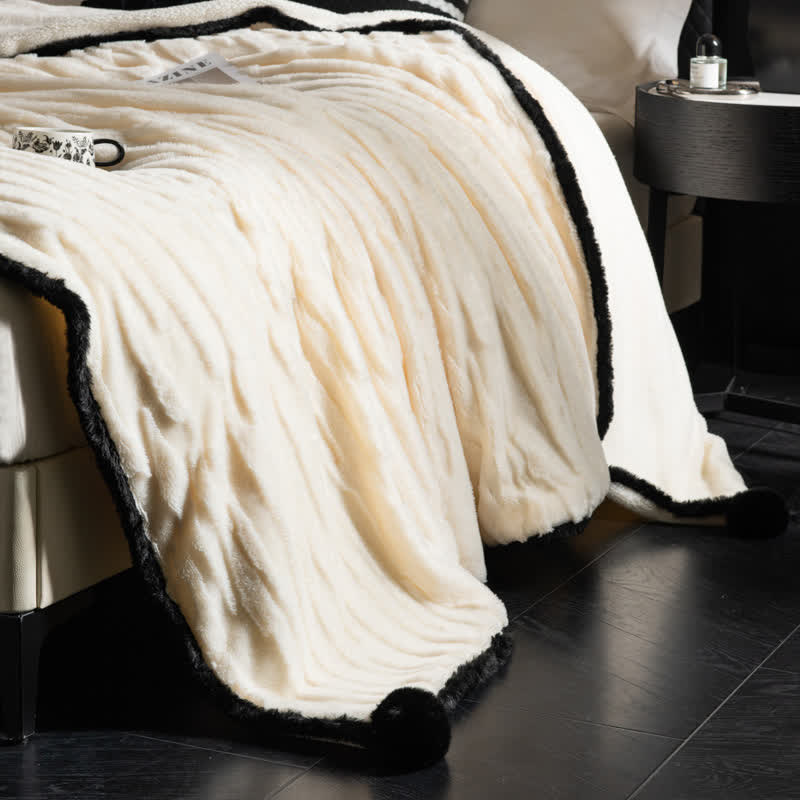 Textured Striped Jacquard Throw Blanket