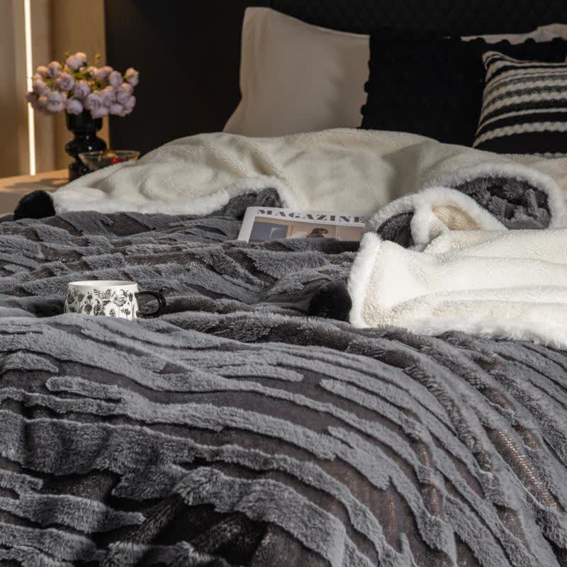 Textured Striped Jacquard Throw Blanket