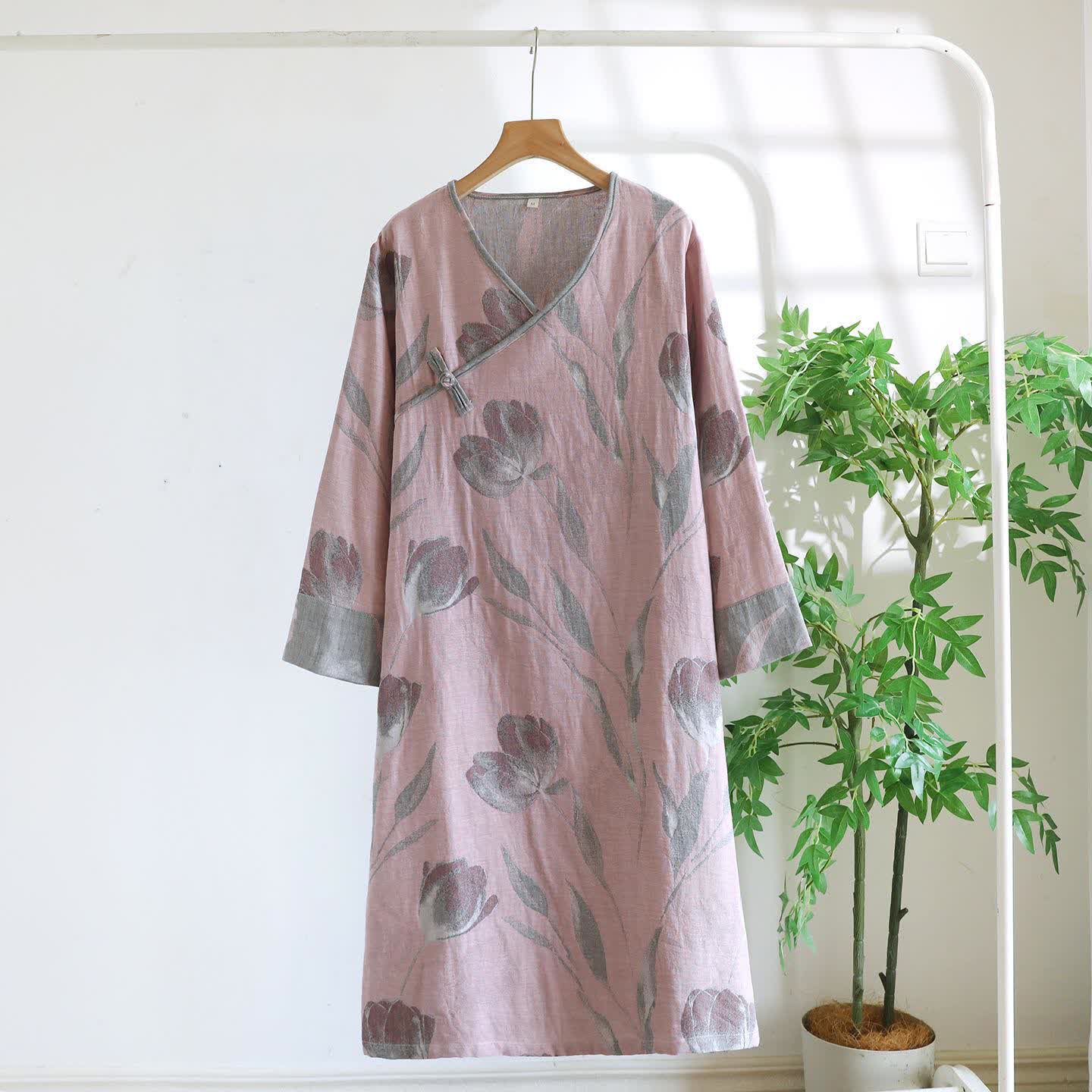 Tulip Natural Cotton Gauze Jacquard Nightdress