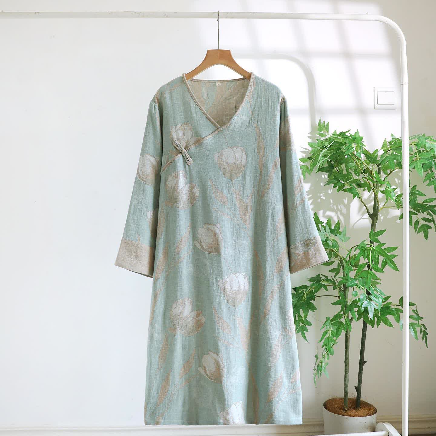 Tulip Natural Cotton Gauze Jacquard Nightdress