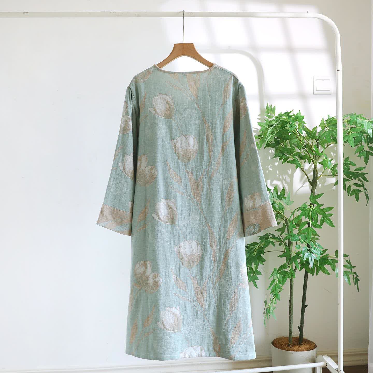 Tulip Natural Cotton Gauze Jacquard Nightdress