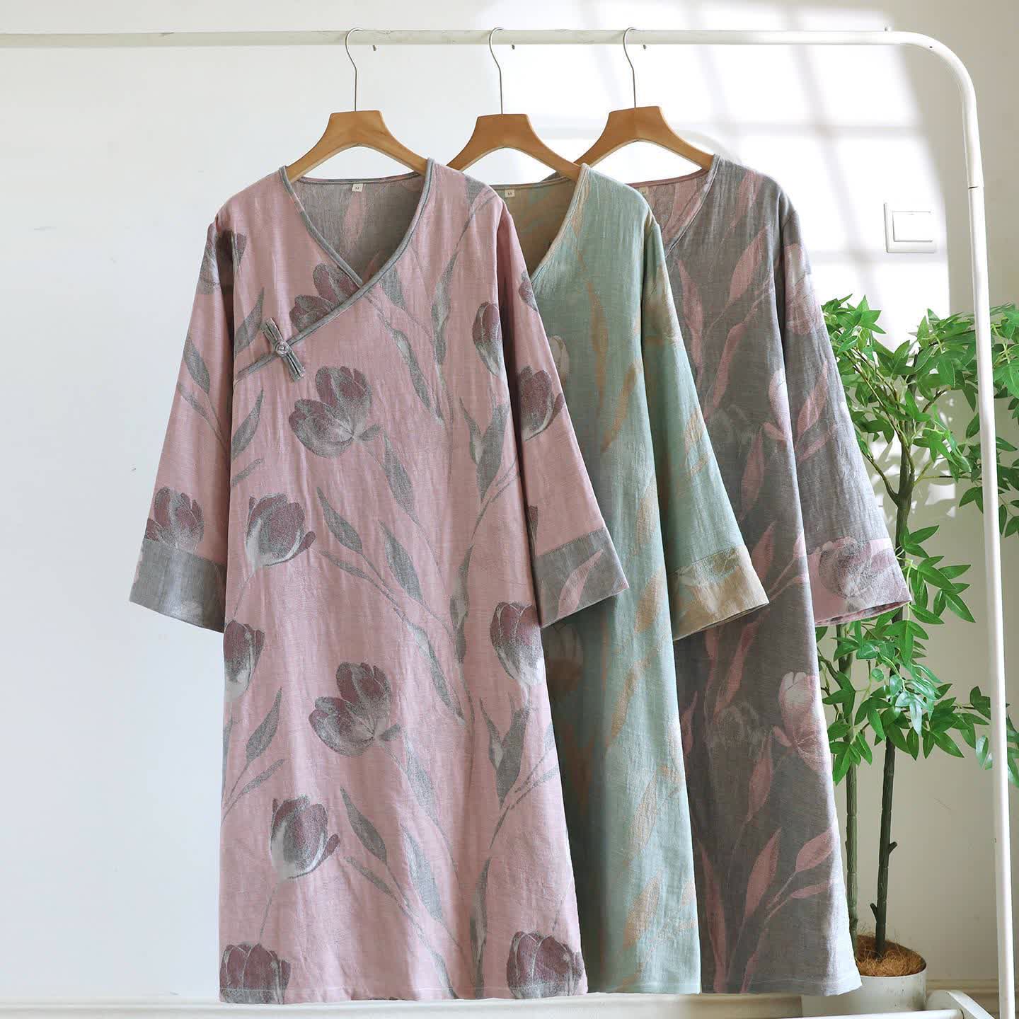 Tulip Natural Cotton Gauze Jacquard Nightdress