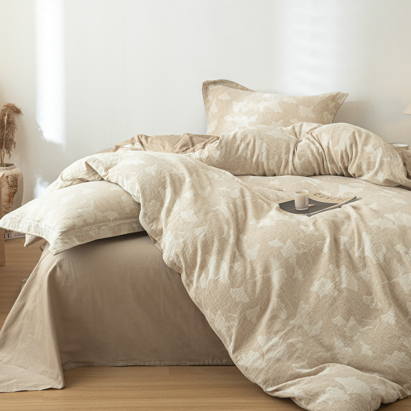 Ginkgo Jacquard Cotton Linen Bedding Set
