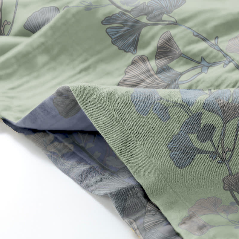 Ginkgo Leaf Organic Cotton Kimono Loungewear