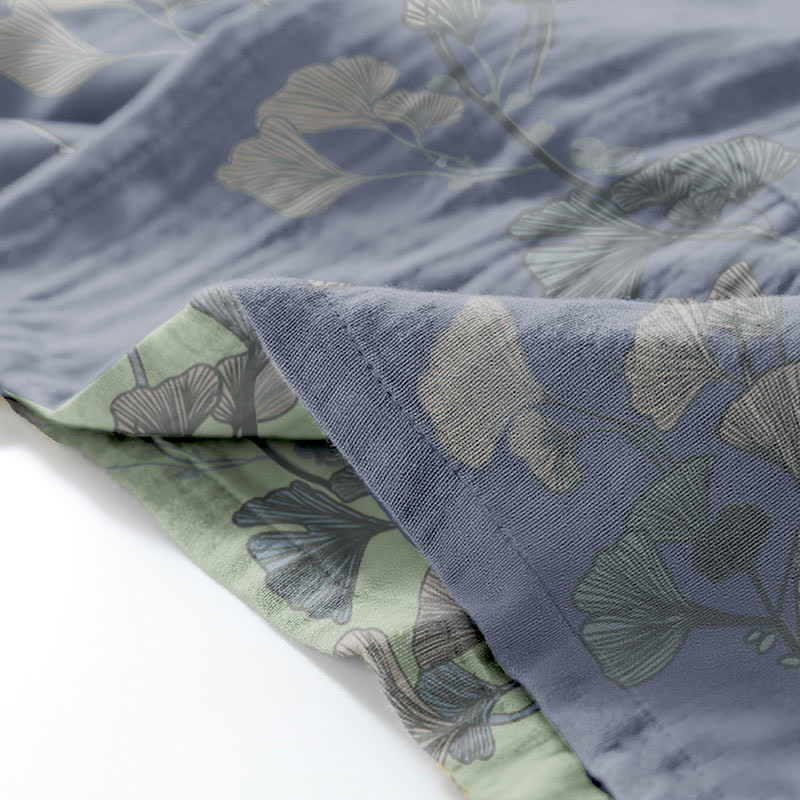 Ginkgo Leaf Organic Cotton Kimono Loungewear