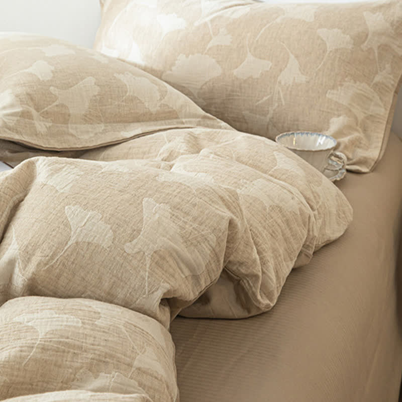 Ginkgo Jacquard Cotton Linen Bedding Set
