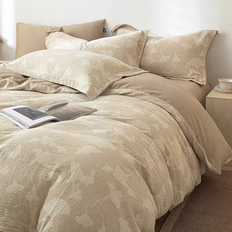 Ginkgo Jacquard Cotton Linen Bedding Set