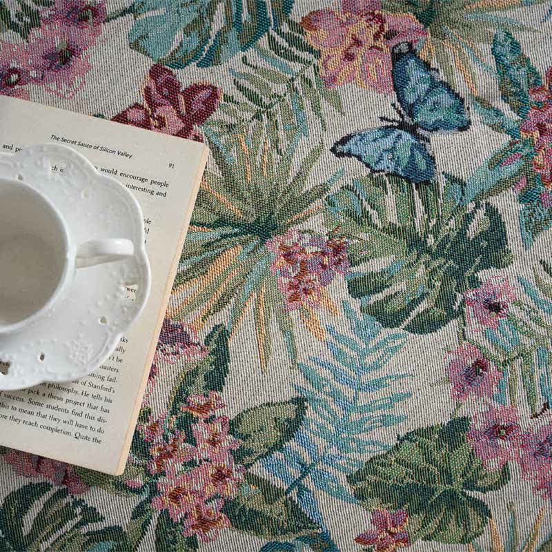 Tropical Monstera Butterfly Sofa Throw Blanket