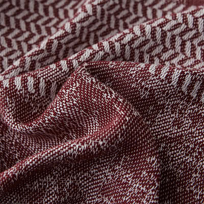 Modern Jacquard Reversible Cotton Tassel Quilt