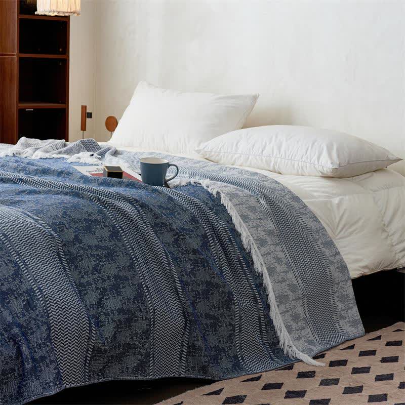 Modern Jacquard Reversible Cotton Tassel Quilt