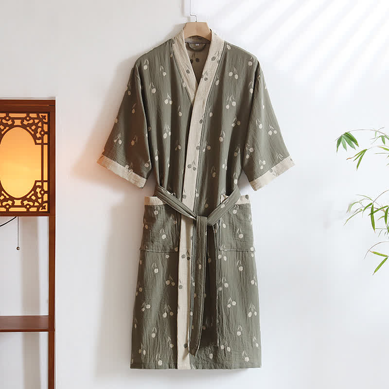 Unisex Tulip Cotton Pocket Kimono Bathrobe