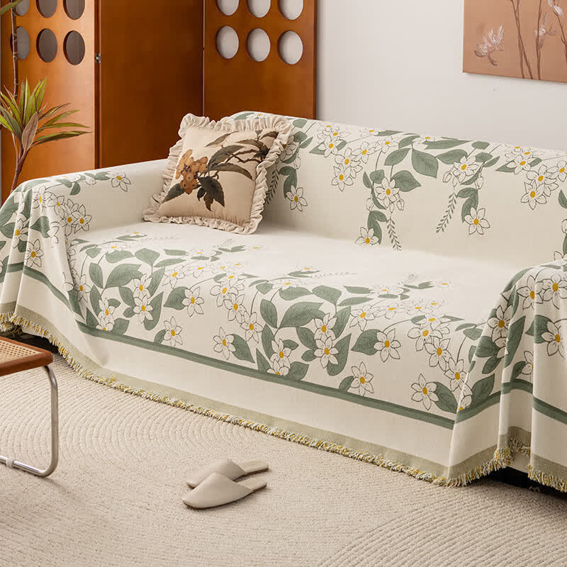 Rustic Lily Chenille Sofa Throw Blanket