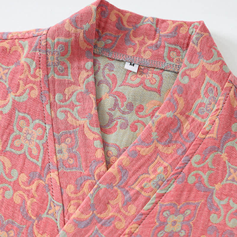 Vintage Floral Cotton Gauze Pocket Bathrobe