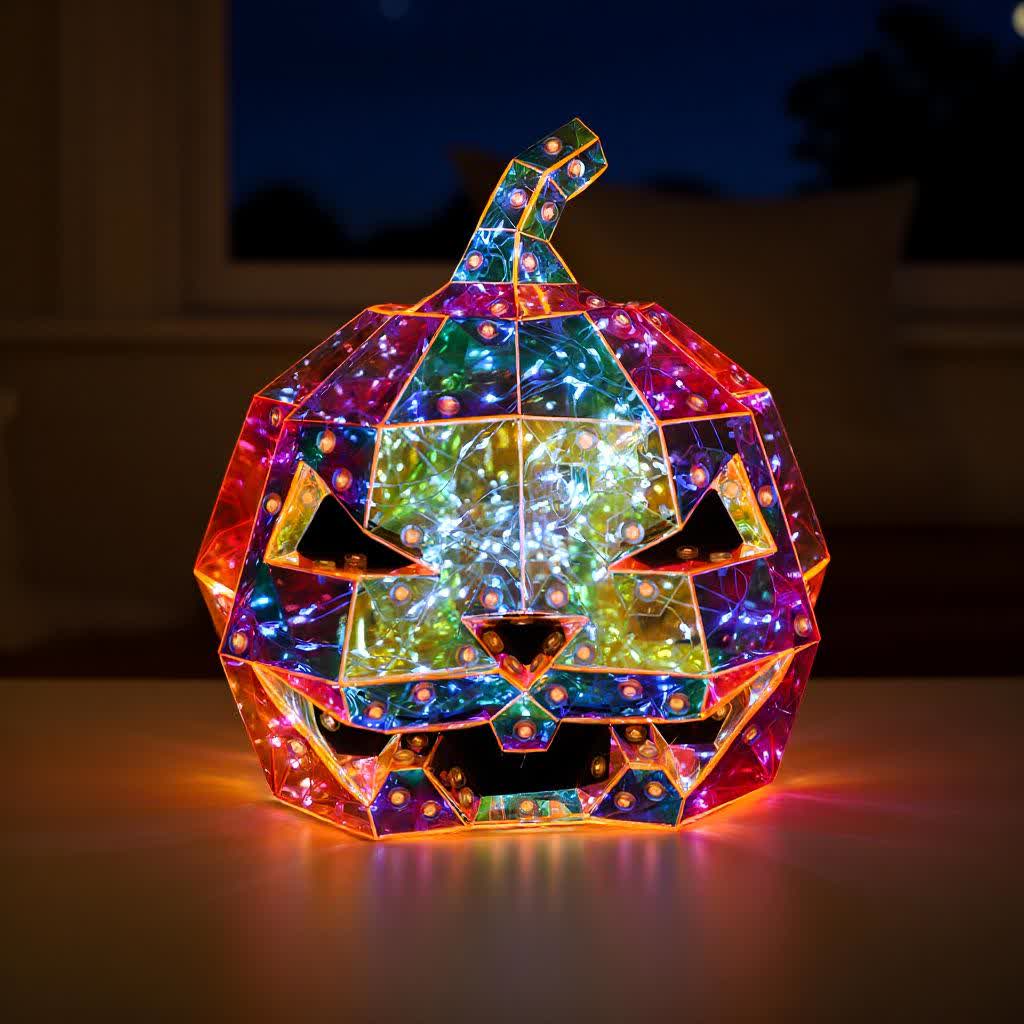 Ghost Face Pumpkin Infinity Lights Decoration