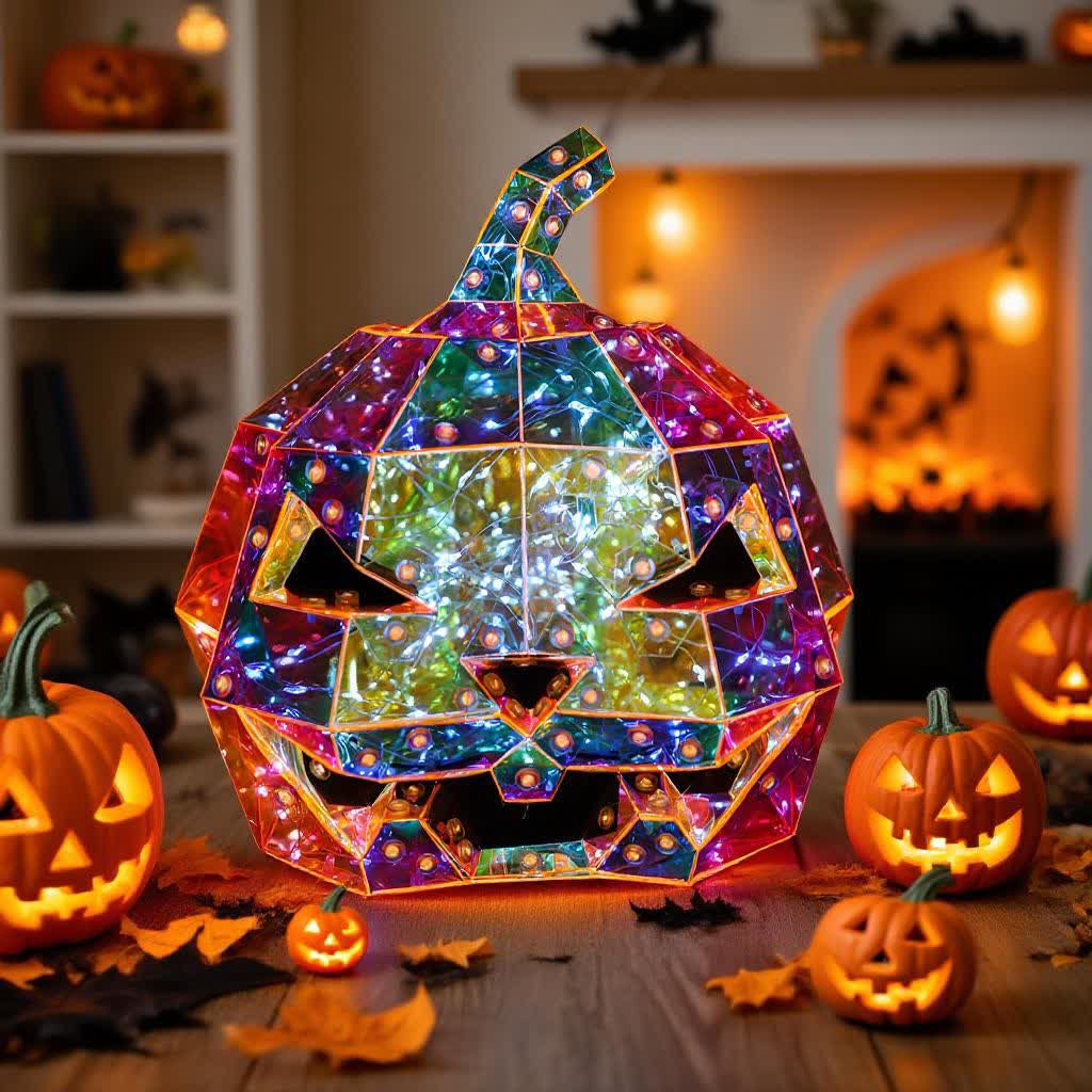 Ghost Face Pumpkin Infinity Lights Decoration
