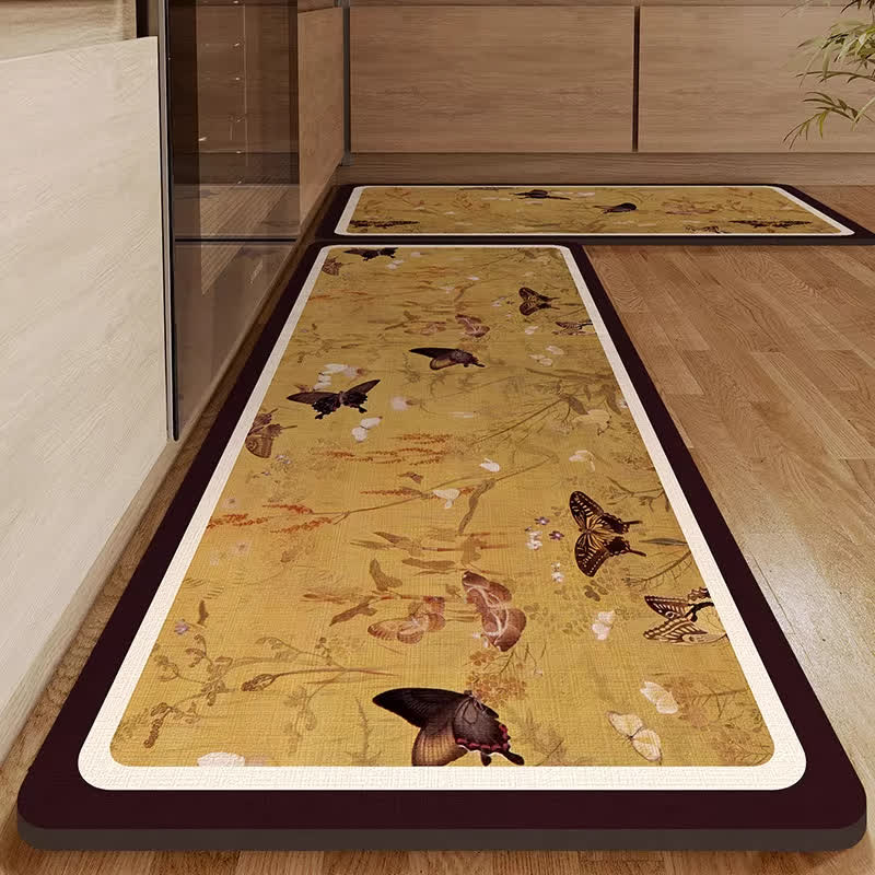 Pastoral Butterfly Diatom Mud Water-absorbent Rug