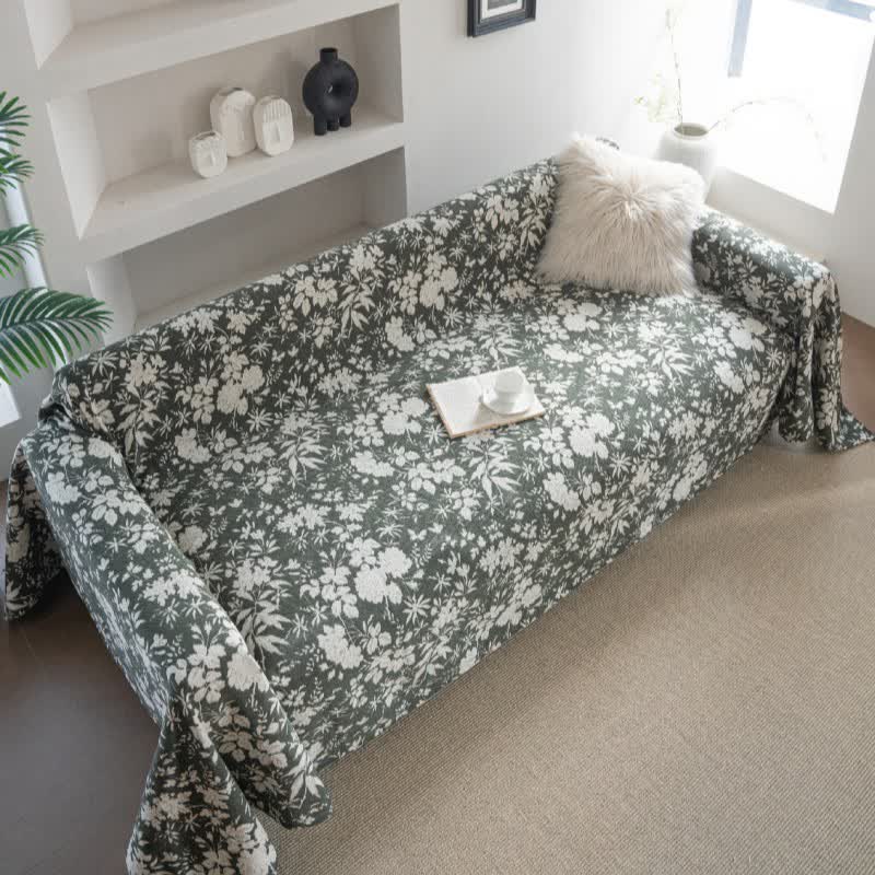 Poppy Floral Leaf Sofa Throw Blanket