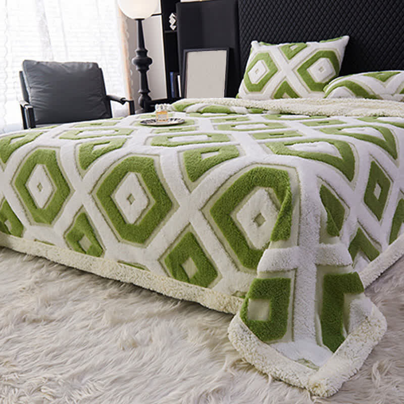 Geometric Pattern Jacquard Sherpa Blanket