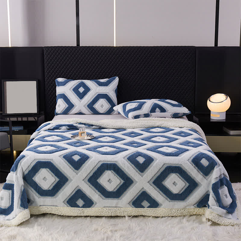 Geometric Pattern Jacquard Sherpa Blanket