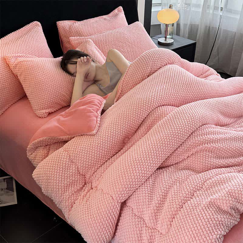 Solid Color Textured Warm Blanket