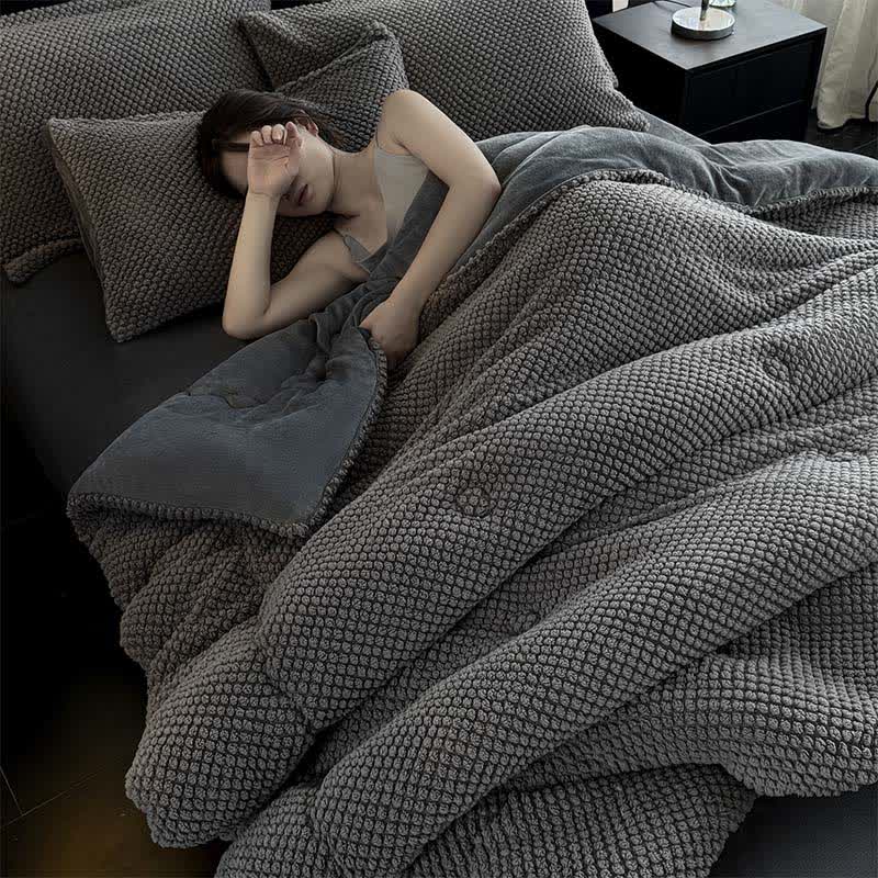 Solid Color Textured Warm Blanket