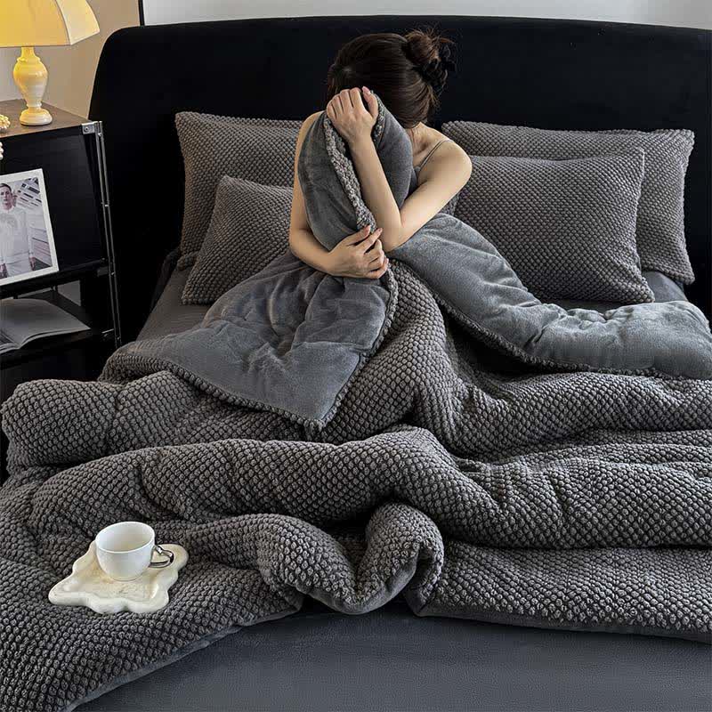 Solid Color Textured Warm Blanket