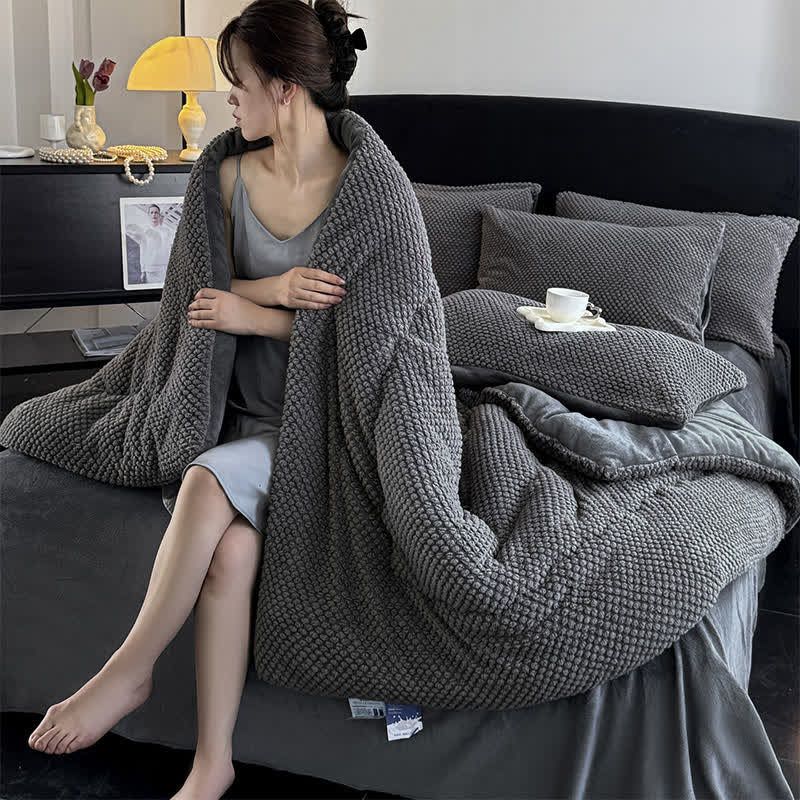 Solid Color Textured Warm Blanket