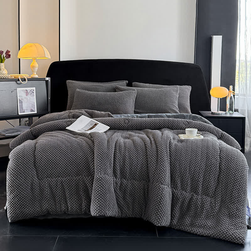 Solid Color Textured Warm Blanket