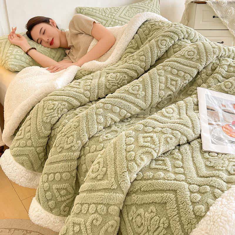 Plush Floral Sherpa Fleece Warm Blanket