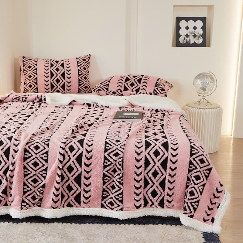 Striped Diamond Jacquard Warm Blanket