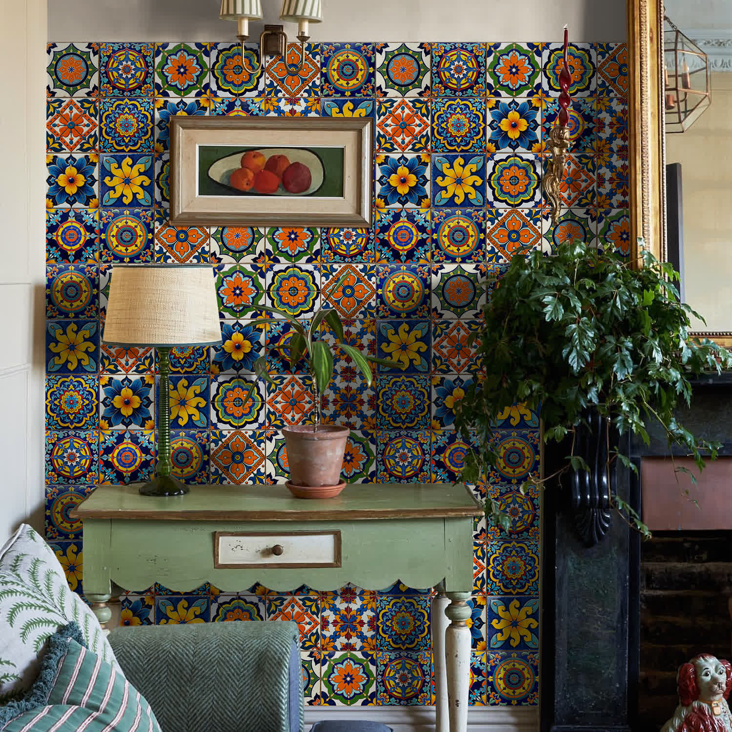 PET Foam Colorful Talavera Tile Wall Decals