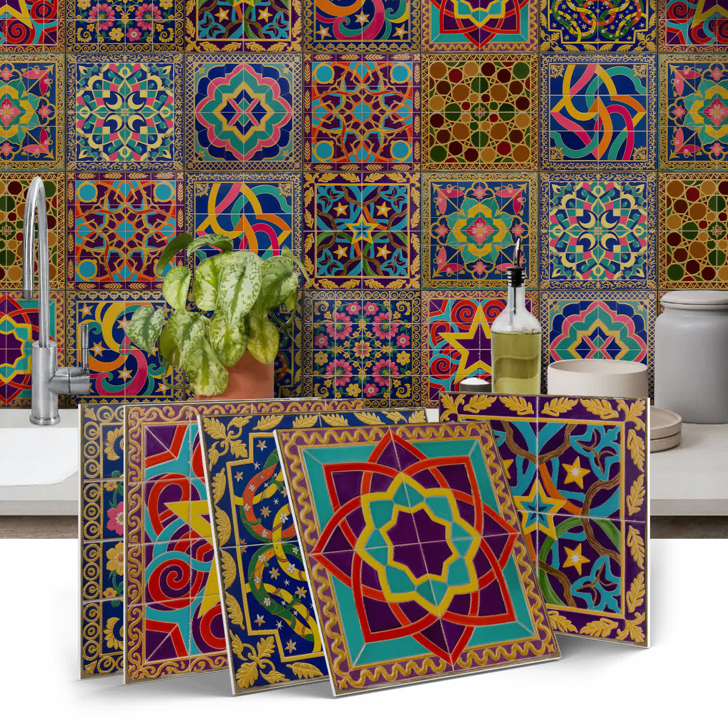 Peel & Stick Boho Waterproof Tile Wall Decals