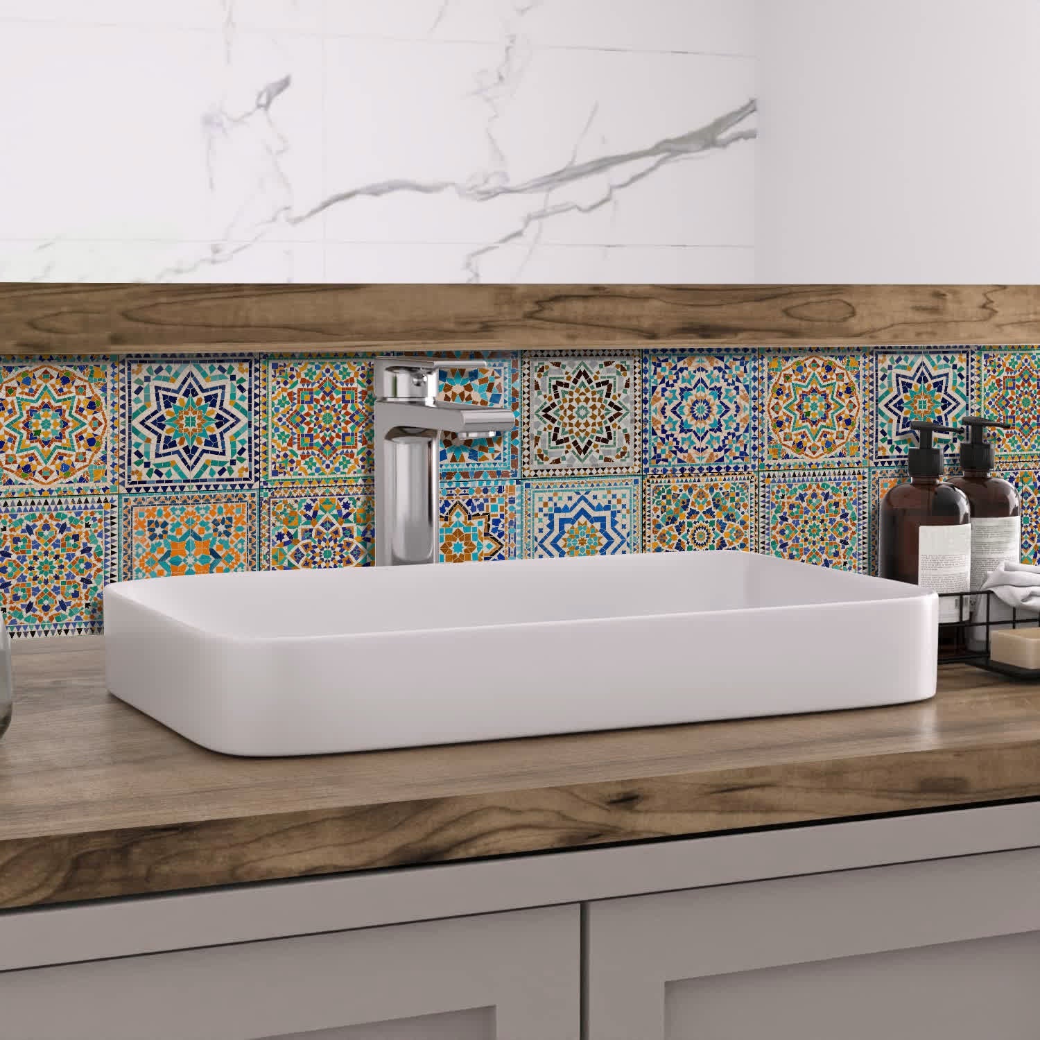 PET Foam Moroccan Mosaic Tile Wall Decals