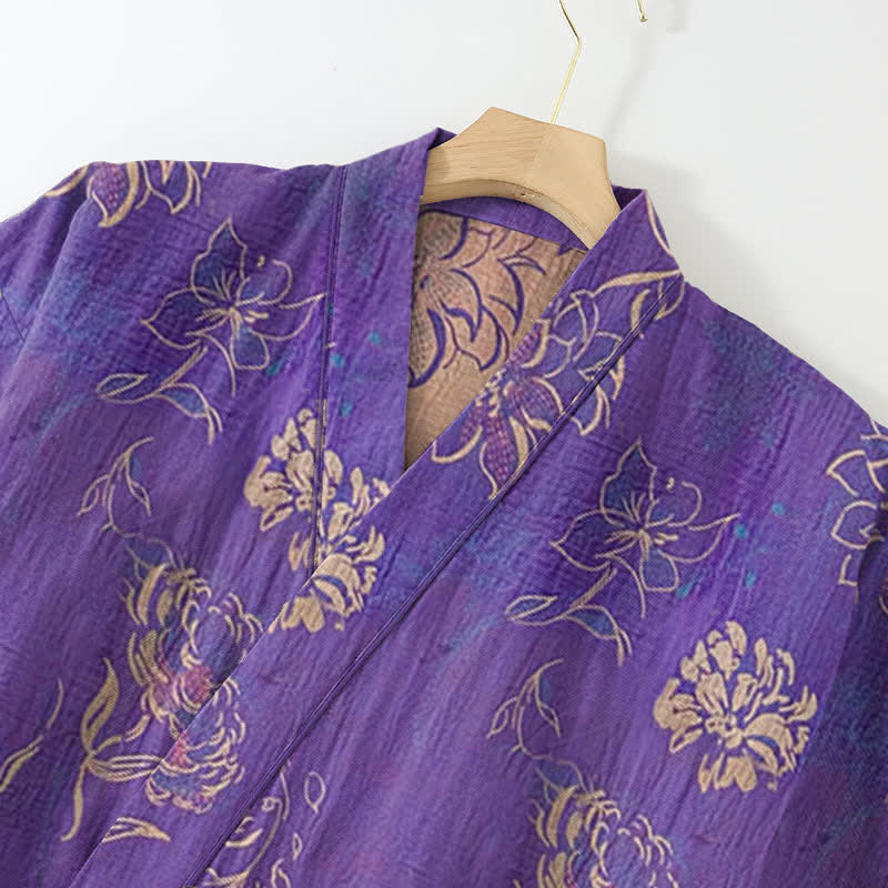 Peony Cotton Gauze Kimono Loungewear Set
